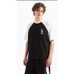 ARMANI EXCHANGE Black X LOGO Short Sleeve Black White T Shirt. Size XL NWT